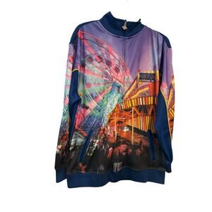 Enyce Clothing Company AOP Urban City Festival Fair Print Full Zip Jacket Large